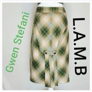 LAMB by Gwen Stefani Silk Wool Plaid Pencil Skirt